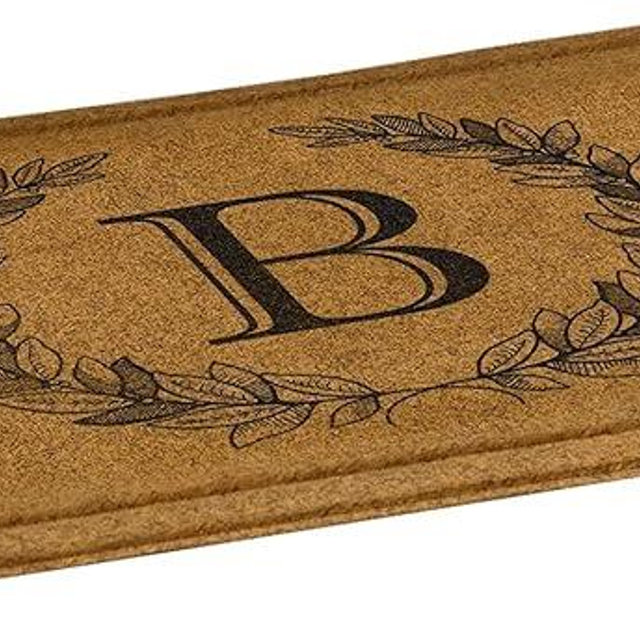 Mohawk Home Entryway Door Mat Laurel Monogram Letter B 1'6" x 2'6" Faux Coir Doormat All Weather Outdoor Non Slip Recycled Rubber