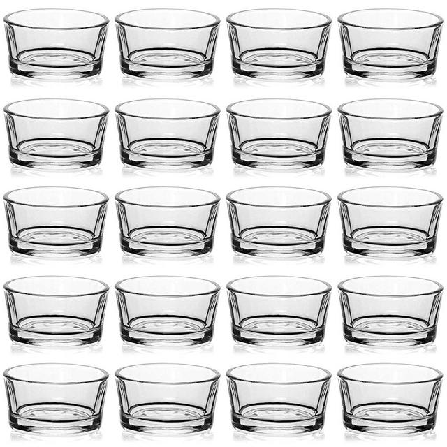 LAMORGIFT Glass Tealight Candle Holder Set of 24 - Clear Tea Lights Candle Holders for Wedding Centerpieces& Party Decorations& Home Decor
