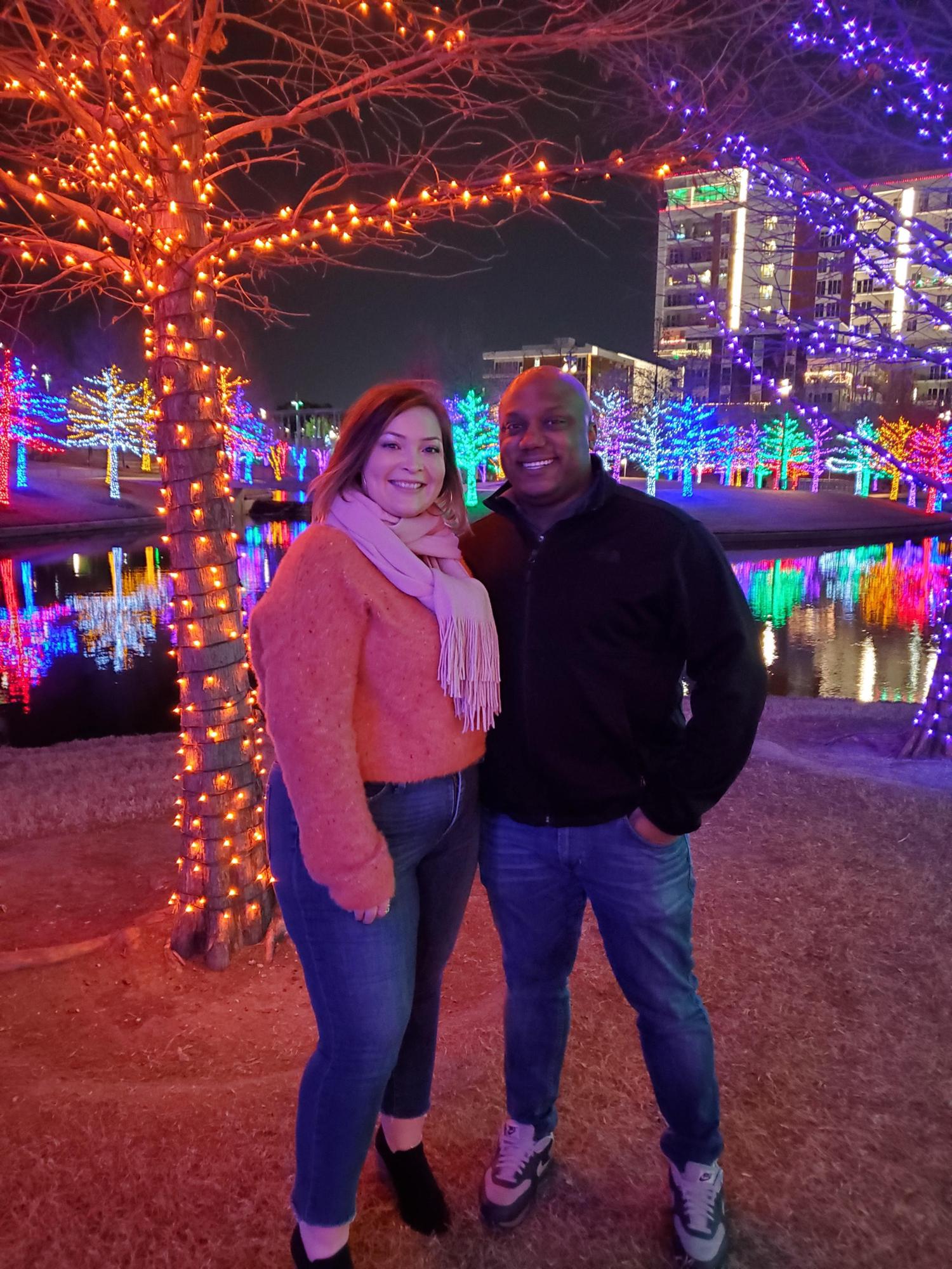 Our second date, visiting Vitruvian Park for the Christmas Lights.