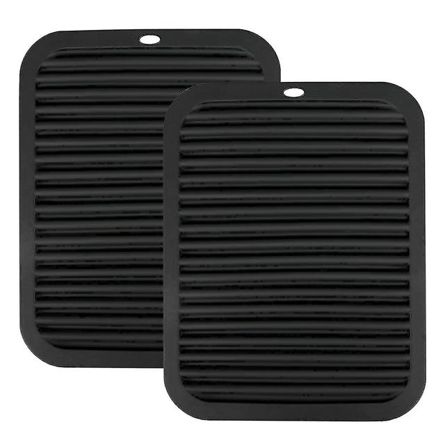 Ardanlingke 9" x 12" Silicone Trivets Mats, Heat Resistant Hot Pads for Kitchen Counter, Spoon Rest, Hot Pads, Large Coasters , Multi-Purpose Drying Trivet Mat ( 2 Pack, Black)