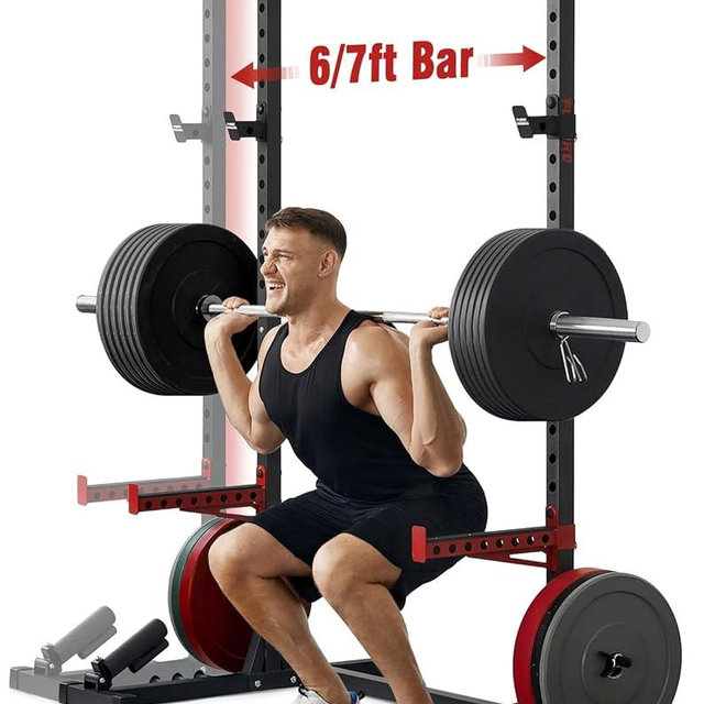 FLYBIRD Squat Rack with Pull-Up Bar, Adjustable Multi-Functional Power Rack, Inner Width Squat Rack Stand Suitable for 6FT,7FT Barbell for Home Gym Equipment…