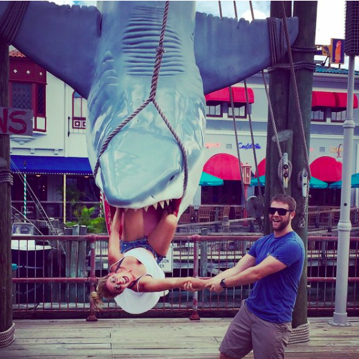 Fun Fact: Michelle worked as a skipper on the Jaws ride before it closed... Bruce is finally getting his revenge.
