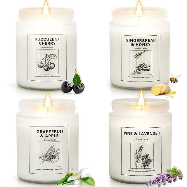 Scented Candles Sets, Candles for Home Scented,Made with Natural Soy Wax & Essential Oils, 35 Hour Burn Time,4 x 7.1 Oz Aromatherapy Candle Gifts for Birthday Women Mom Best Friends.