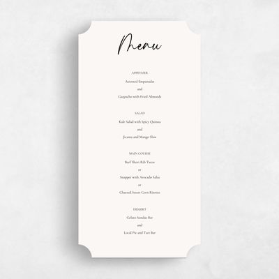 White Ticket Wedding Menu - Santorini