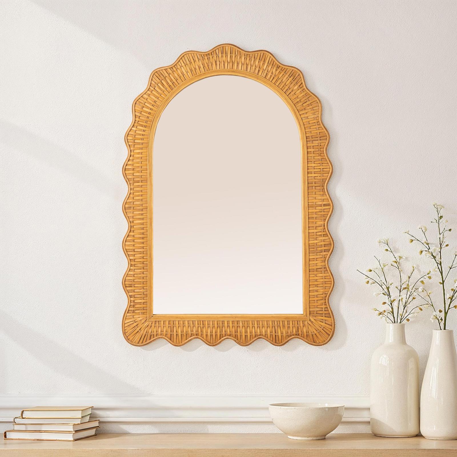 Rowena Interiors, Bianca Arched Wall Mirror with Scalloped Woven