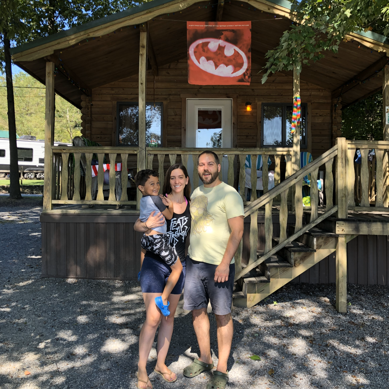 Our batcabin at Jellystone Park in Pennsylvania.