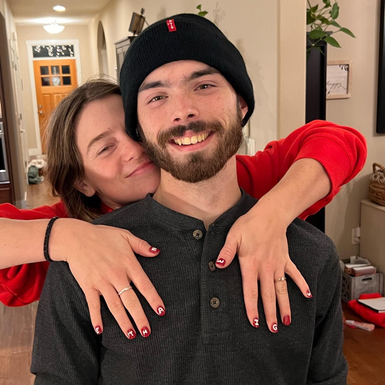 Christmas with the fam! Ethans sister painted his name on my nails