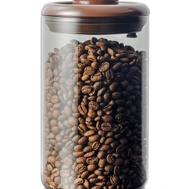 Tourdeus Coffee Canister for Ground Coffee, 13 oz Borosilicate Air Tight Coffee Bean Container with Pop Lid, CO₂ Releasing Valve for Grounds Coffee, Anti-UV