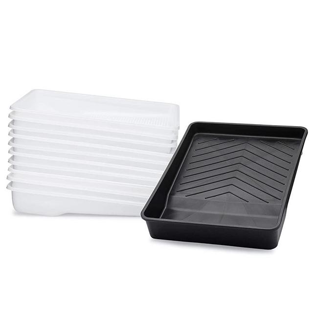 Hard Shell Paint Tray with 10 Disposable Paint Tray Liners - Deep Well Paint Trap - Compatible with Most 9” Paint Rollers