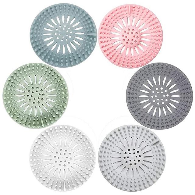 Hair Catcher Durable Silicone Hair Stopper Shower Drain Covers Easy to Install and Clean Suit for Bathroom Bathtub and Kitchen 6 Pack