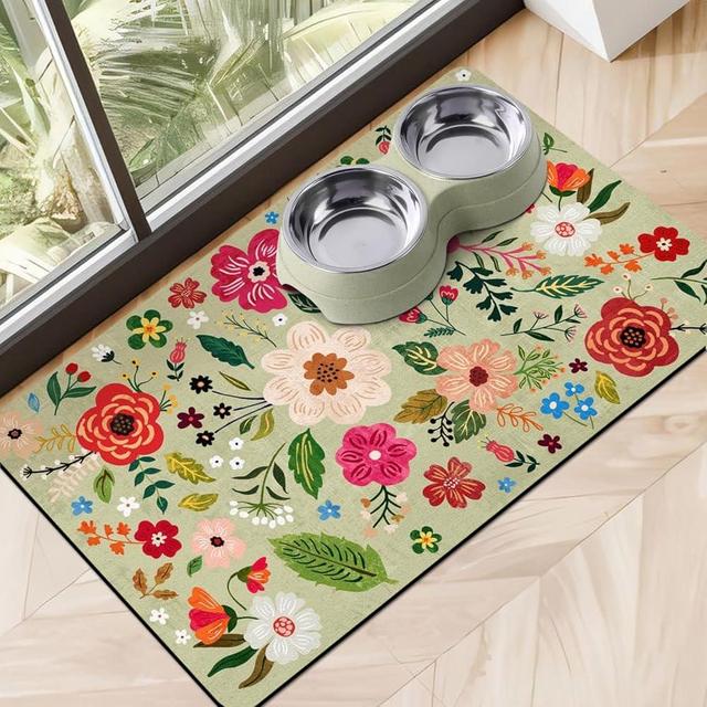 Dog Food Mats for Floors, Absorbent Quick Dry Pet Cat Food Mat, Dog Bowl Mats for Food and Water Dispenser Mat, Eco-Friendly Dog Accessories Pet Supplies 12"x20"