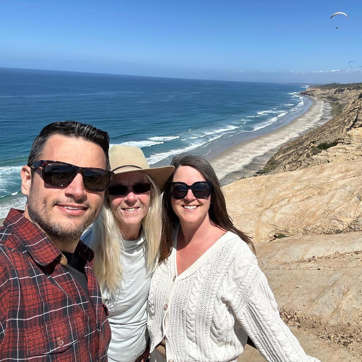 Enjoying views of San Diego coastline with Janelle's mom