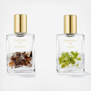 Balance and Calm Set of 2 All Natural Wellness Oils with Gemstones