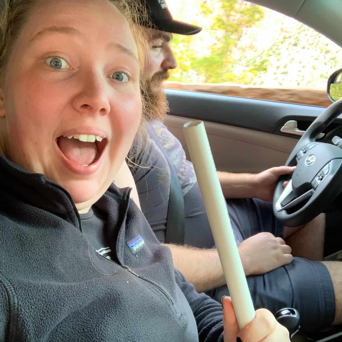 Road Trip 2019 (Zion National Park) - Park Ranger needed us to drive the baton through a tunnel
