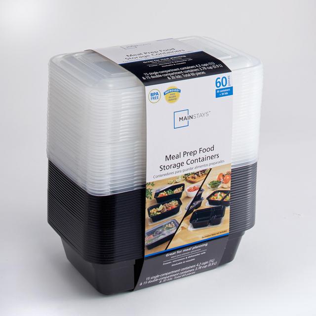Mainstays Meal Prep Food Storage Containers, 60 pieces