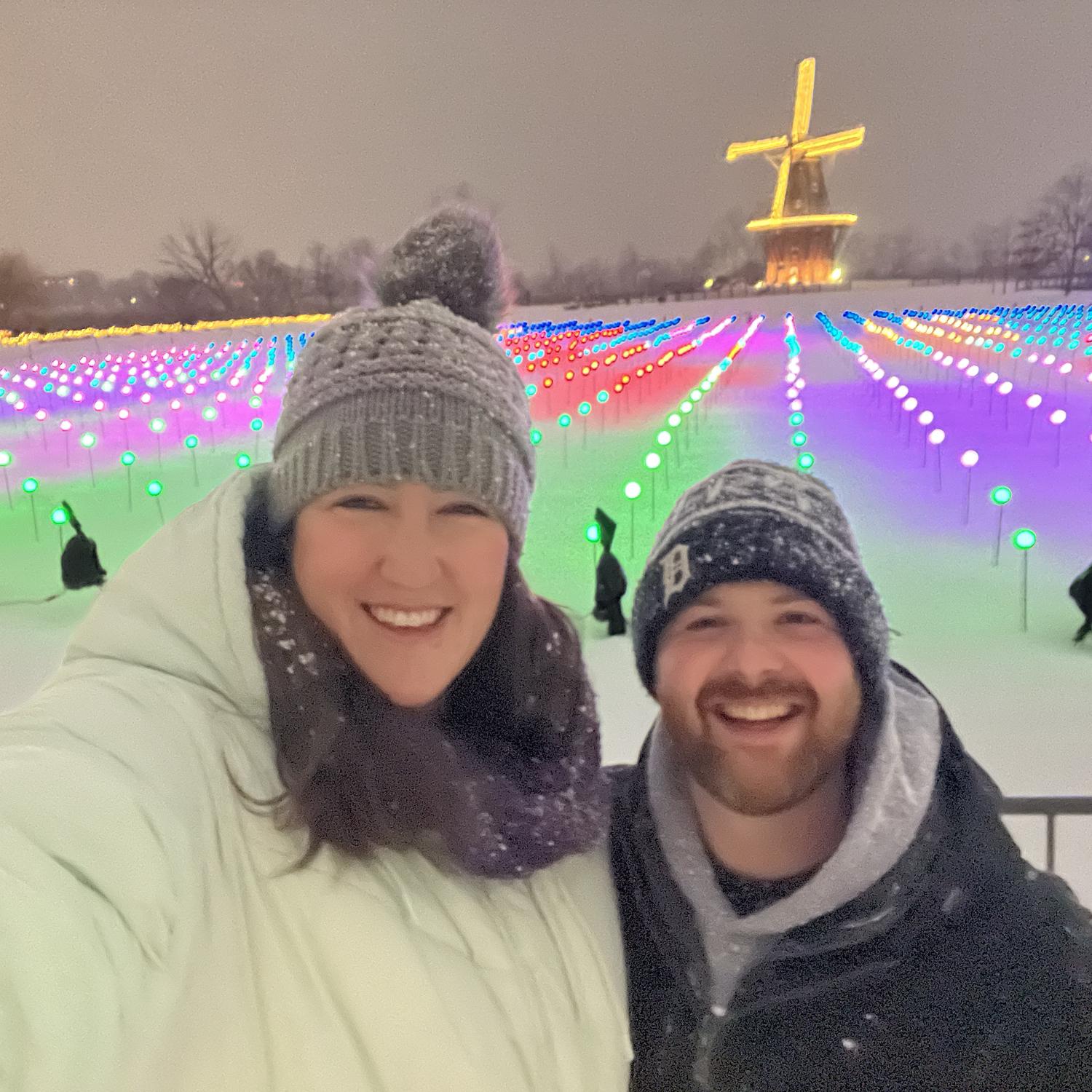 Enjoying the tulip festival in winter in Holland