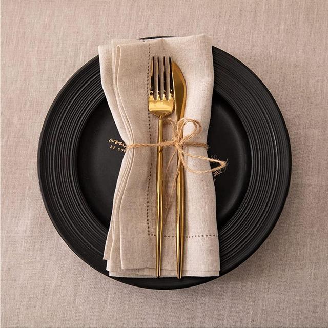  Fennco Styles Gold Bottega Foil Print Cloth Napkins 20