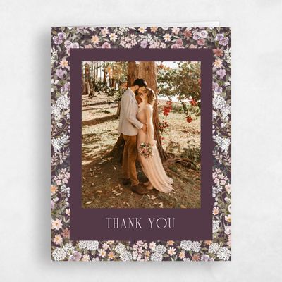 Dark Plum, Purple Wedding Thank You - Garden Gate Photo