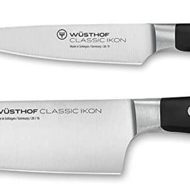 WÜSTHOF CLASSIC IKON Precision Forged High-Carbon StainlessSteel German Made, Pie, Two Piece Prep Knife Set 3.5" Paring Knife and 6" Cook's Knife
