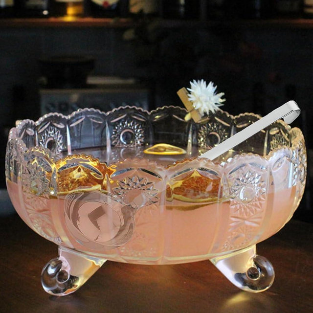 Xeiwagoo Vintage Crystal Glass Punch Bowl with Ladle - 1 Gallon Unique Design Drink Dispenser - Heavy and Sturdy PunchBowl Set for Centerpiece Table Decorations at Parties