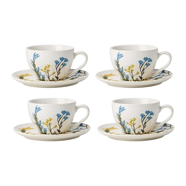 Lenox 898386 Wildflowers Tea Cup & Saucer, Set Of 4