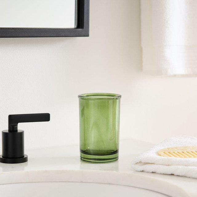 Apothecary Glass Bath Accessories, Toothbrush Holder, Green