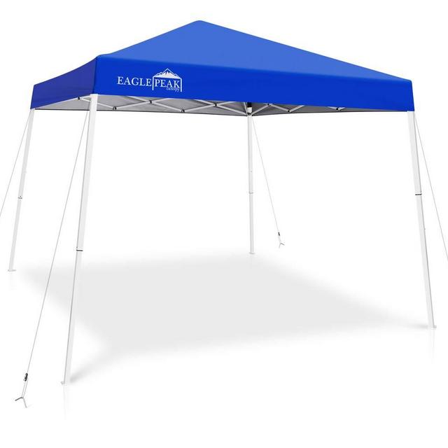 EAGLE PEAK 10' x 10' Slant Leg Pop-up Canopy Tent Instant Outdoor Canopy Easy Set-up Folding Shelter with 64 Square Feet of Shade (Blue)