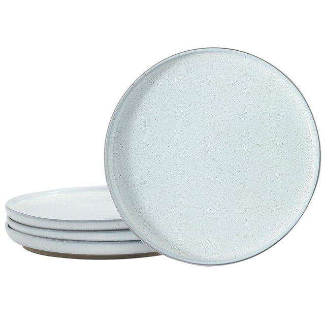Hasense Ceramic Dessert Plates Set – 8 Inch Premium Proclaim Dishes, 4 Piece Greyish White Plates Set Ideal for Serving Dessert, Snack or Vegetable, Dishwasher Safe and Microwave Safe for Daily Dining