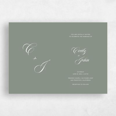 Sage, Green Wedding Invitation - Wilmington Landscape