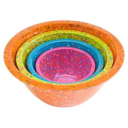 Zak Designs Confetti Mixing Bowl Set, 4-Piece, Assorted - Orange