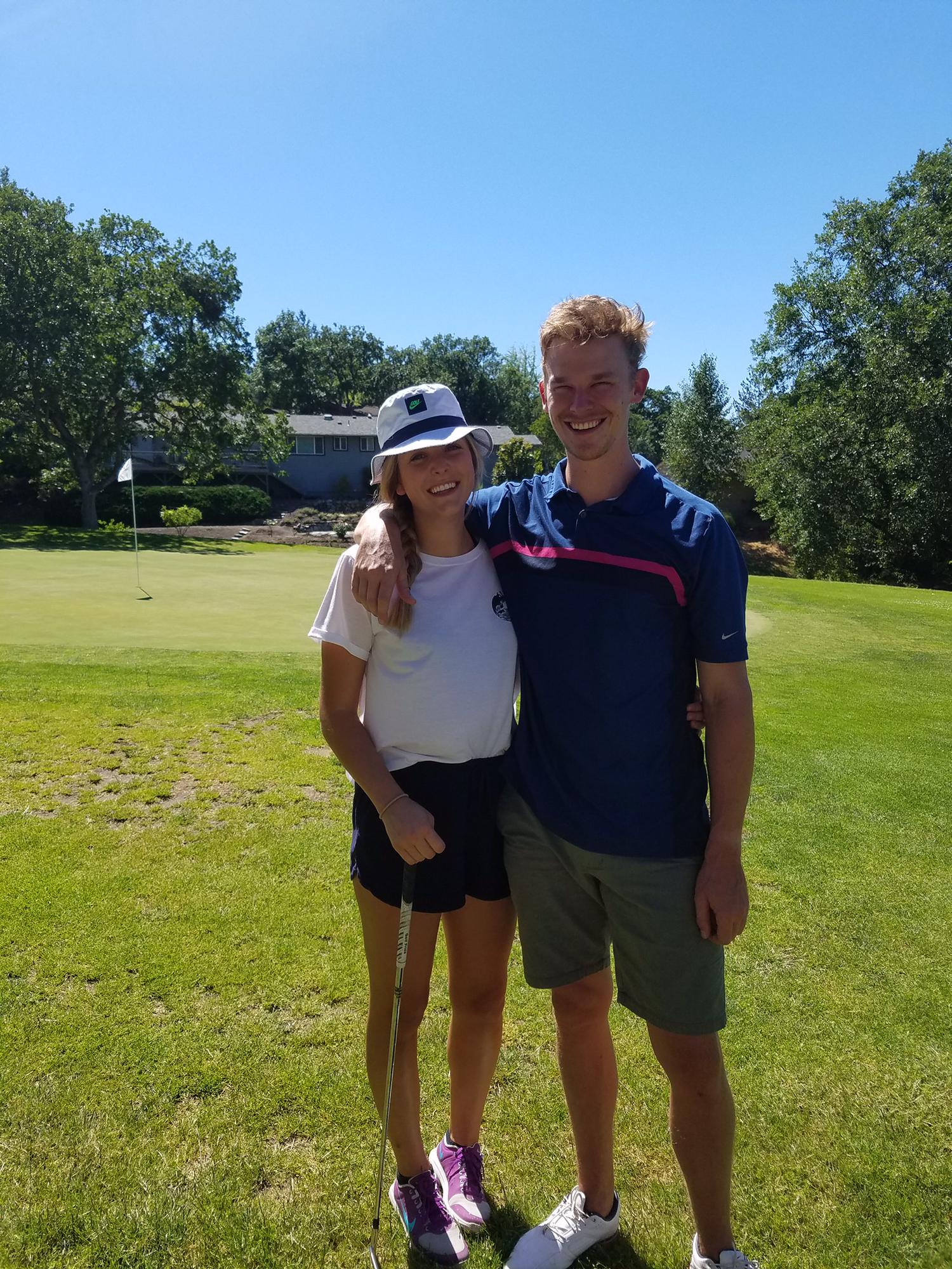 Golfing: where Dana misses the ball and Clint sneezes all day