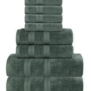 Smart Dry Cotton Medium Weight Solid Towel Set by Blue Nile Mills - forest green