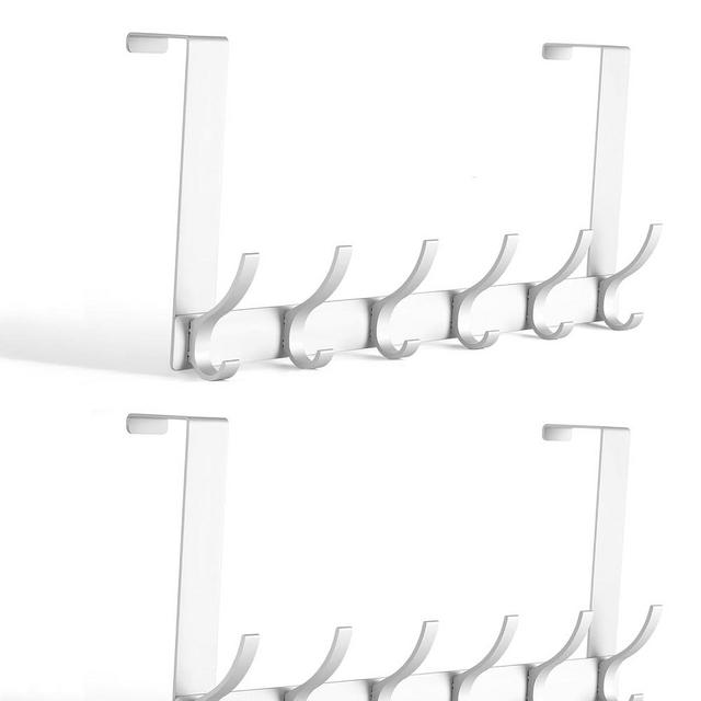 Optish Over The Door Hooks, Door Hanger Hooks, Over The Door Towel Racks for Bathroom with 12 Coat Hooks for Hanging Clothes Coats Towels, Fits 1-3/4" Thick Door