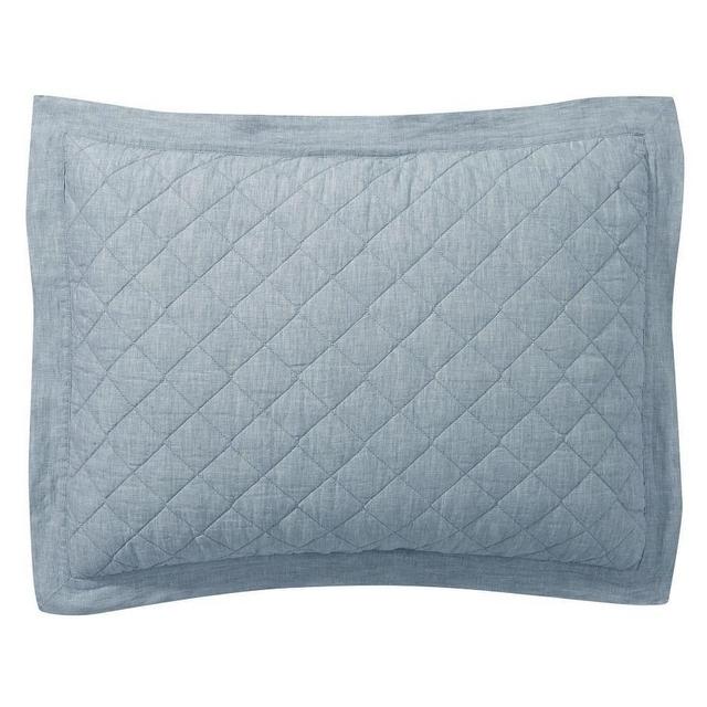 Belgian Flax Linen Diamond Standard Shams, Set of 2 Chambray