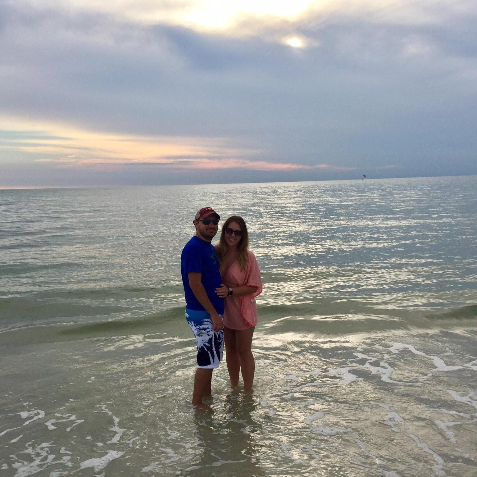 The week before we got engaged, we went from sand to snow!