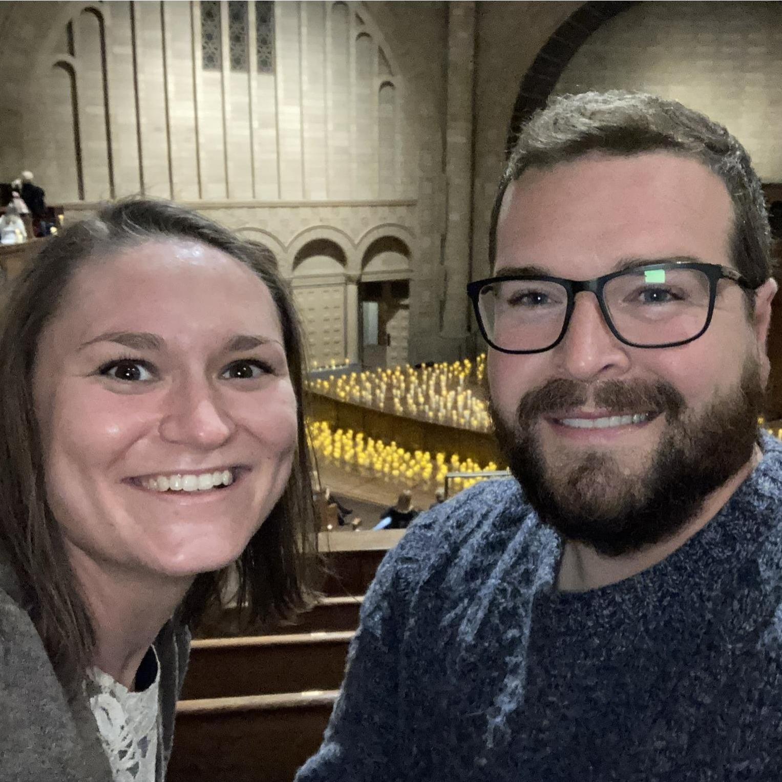 The only photo we have from the day we got engaged. Tory surprised Andie by asking her to marry him on a casual walk, and she surprised him by taking him to a candlelight string quartet performance!