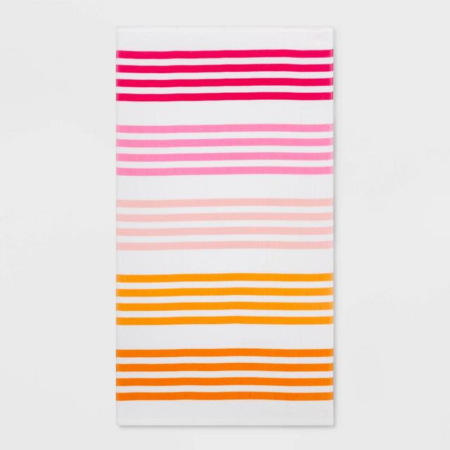 Basics Multi Stripe Beach Towel Pink - Sun Squad™