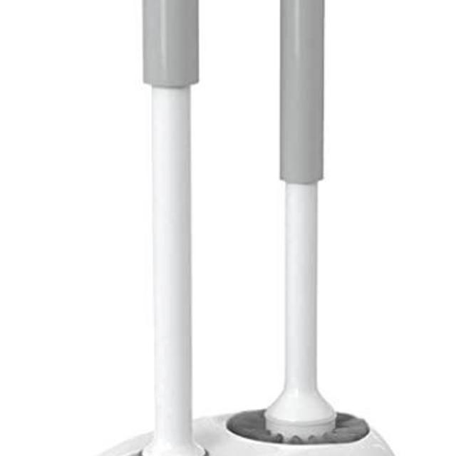 MIBIO Toilet Plunger and Brush, Bowl Brush and Plunger Combo with Holder for Bathroom Cleaning, 2-in-1 Heavy Duty Plunger Set with Powerful Pump & Unique Water Storage Design(White, 1 Set)