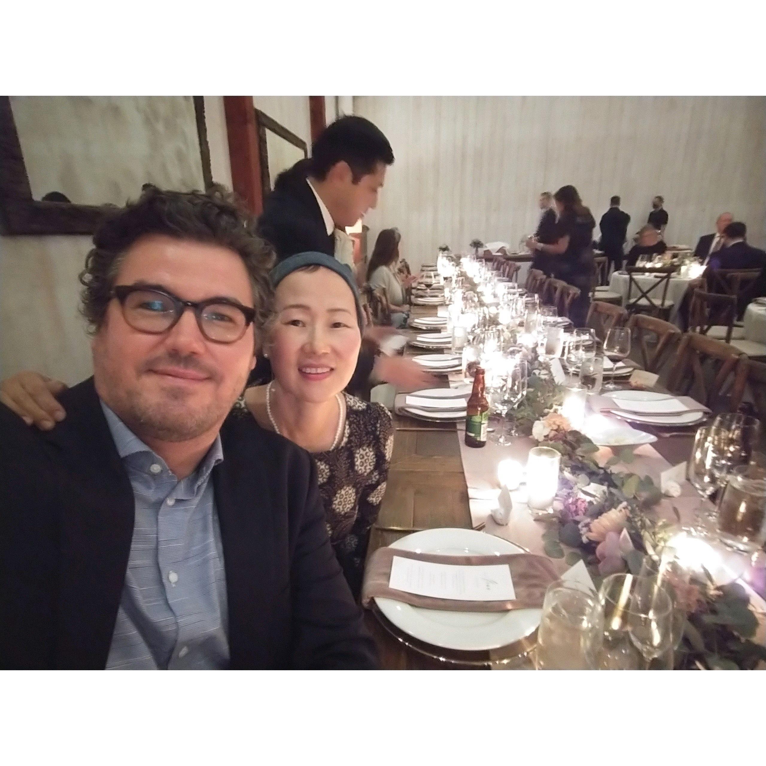 At a wedding reception dinner