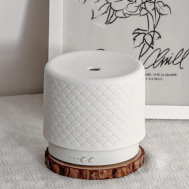 Ceramic Diffuser Essential oil Diffusers: White diffuser Mermaid Design 280ml Diffusers with Warm Light Quiet Mist Essential oil Diffusers Large Room Aromatherapy Aroma Fragrance Diffusers for Home M5