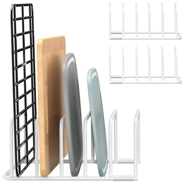 Fikoksol Cutting Board Organizer, 2Pcs Cutting Board Holder Rack Baking Cookie Pan Sheets Cooling Small Racks Storage Stand for Kitchen Cabinet Countertop Bakeware Organizer 7.87 x 7.2 x 3.15 White