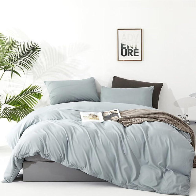 Houseri Light Blue Cal King Comforter Set Haze Blue Bedding Mist Blue California King Size Comforter Sets for Women Men Modern Solid Blue Bedding Greyish Blue Bed Comforter Mist Blue Quilts Cali King