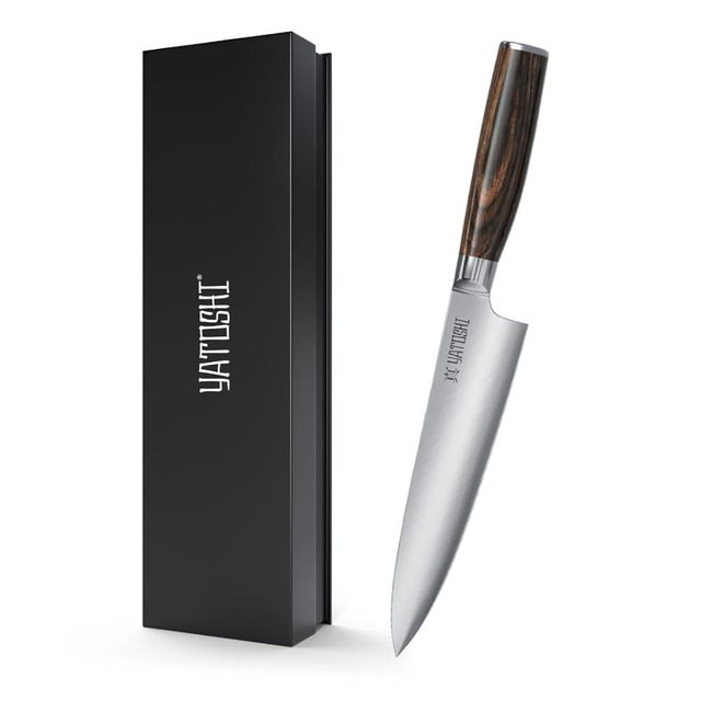 Yatoshi Chef Knife - Ultra Sharp High Carbon Stainless Steel, Hidden Tang with Pakkawood Handles