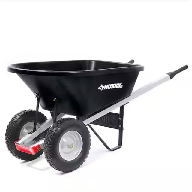 Husky 6 cu. ft. Dual-Wheel, Poly Wheelbarrow with 8 in. Flat-Free Tires 6CUwheelbarrow