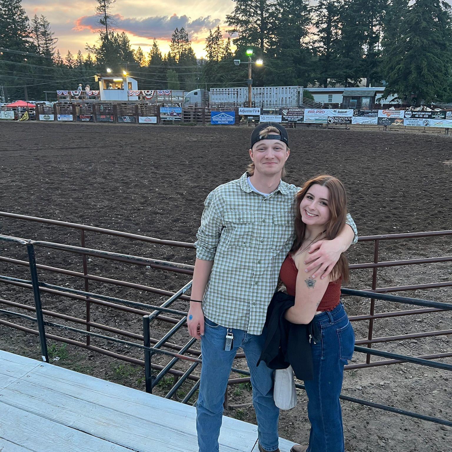 Another couples' posed picture, snapped by a kind stranger at the rodeo in Columbia Falls, MT. (July 2025)