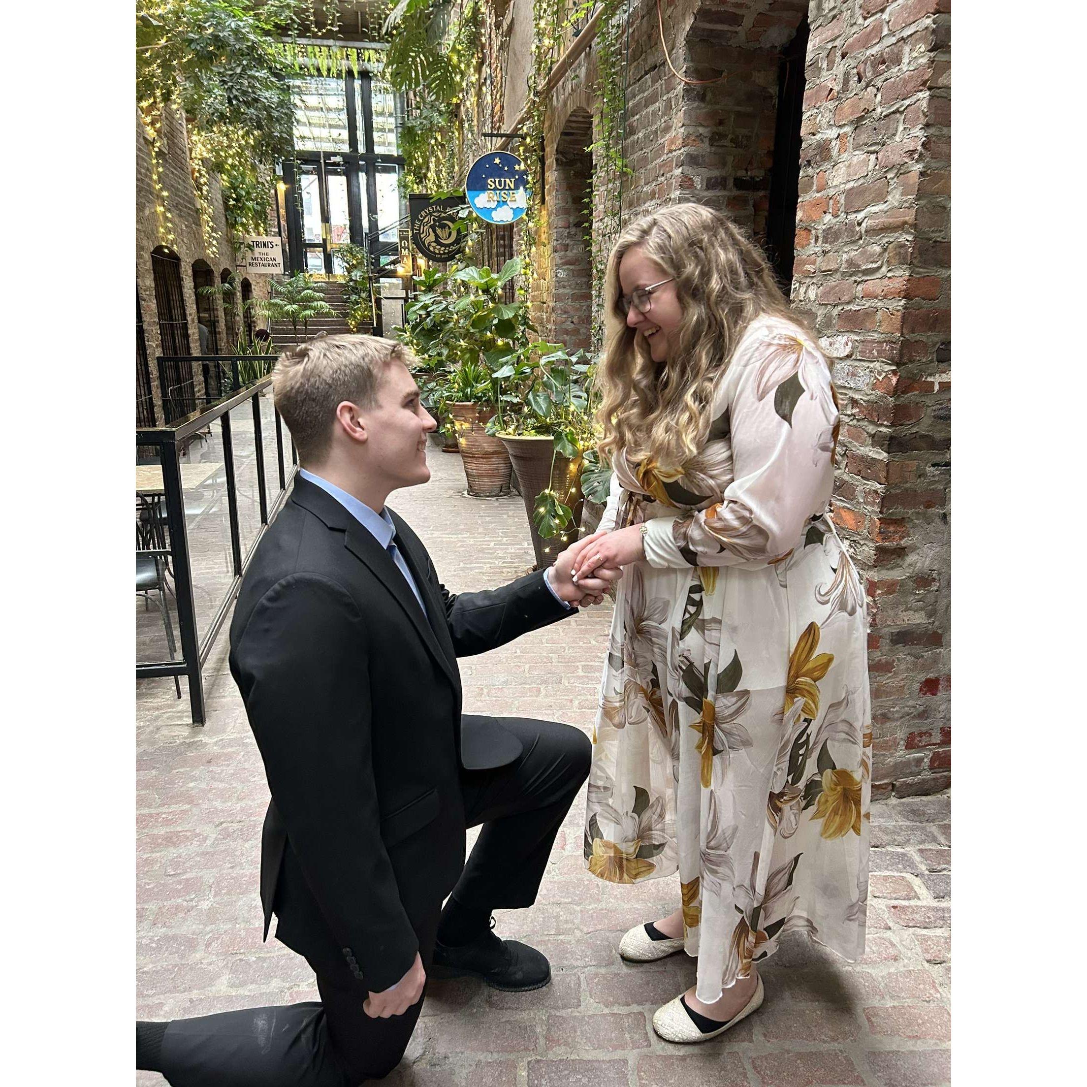 Rachel and Katheryn helped Andy and me pose for more pictures downtown after he proposed!