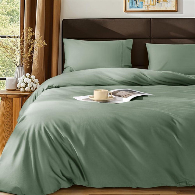 SONORO KATE 100% Egyptian Cotton Duvet Cover King Size, 1000 Thread Count Sateen Duvet Cover, Soft, Breathable Cotton Comforter Cover with Hidden Zipper Closure - 3 PC (Sea Glass,King)