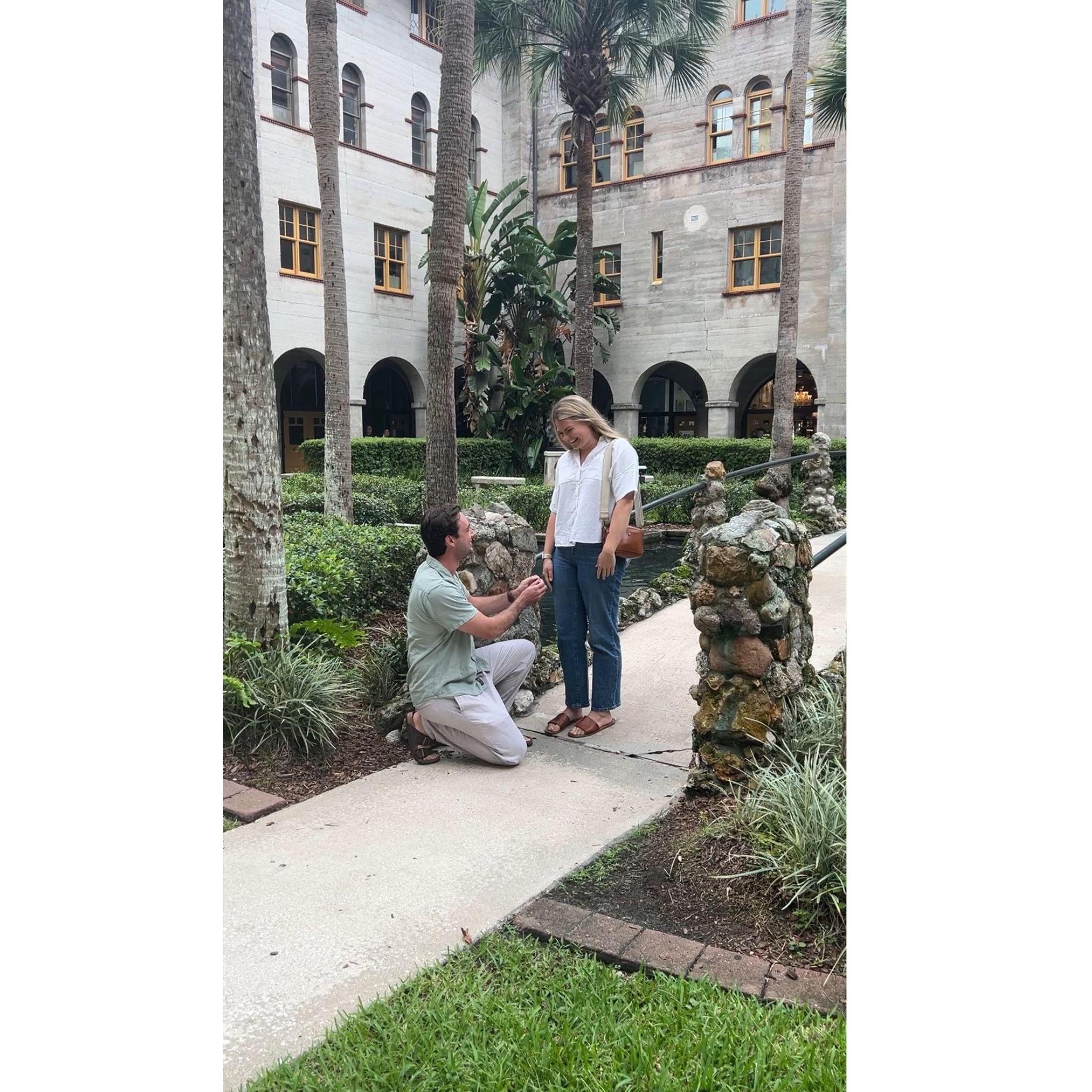 He proposed at the Lightner Museum in St. Augustine, FL