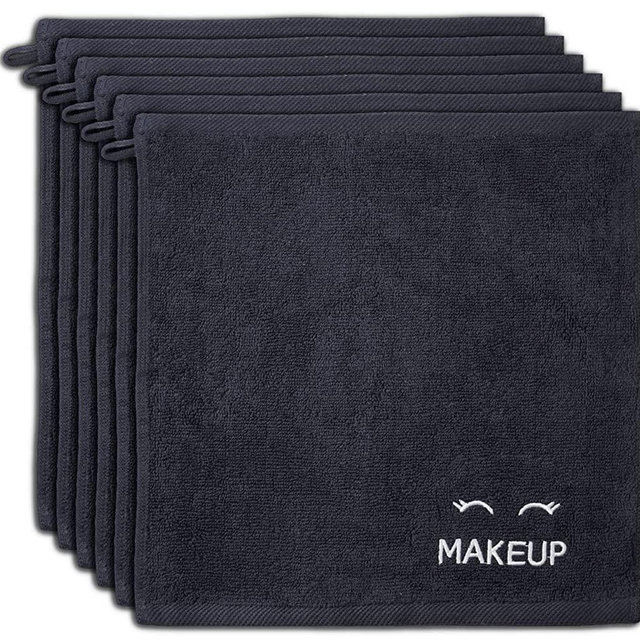 Bleach Safe Black Makeup Towels | Luxury Ultra Soft Cotton Face Washcloths Make up Removal | 6 Pack
