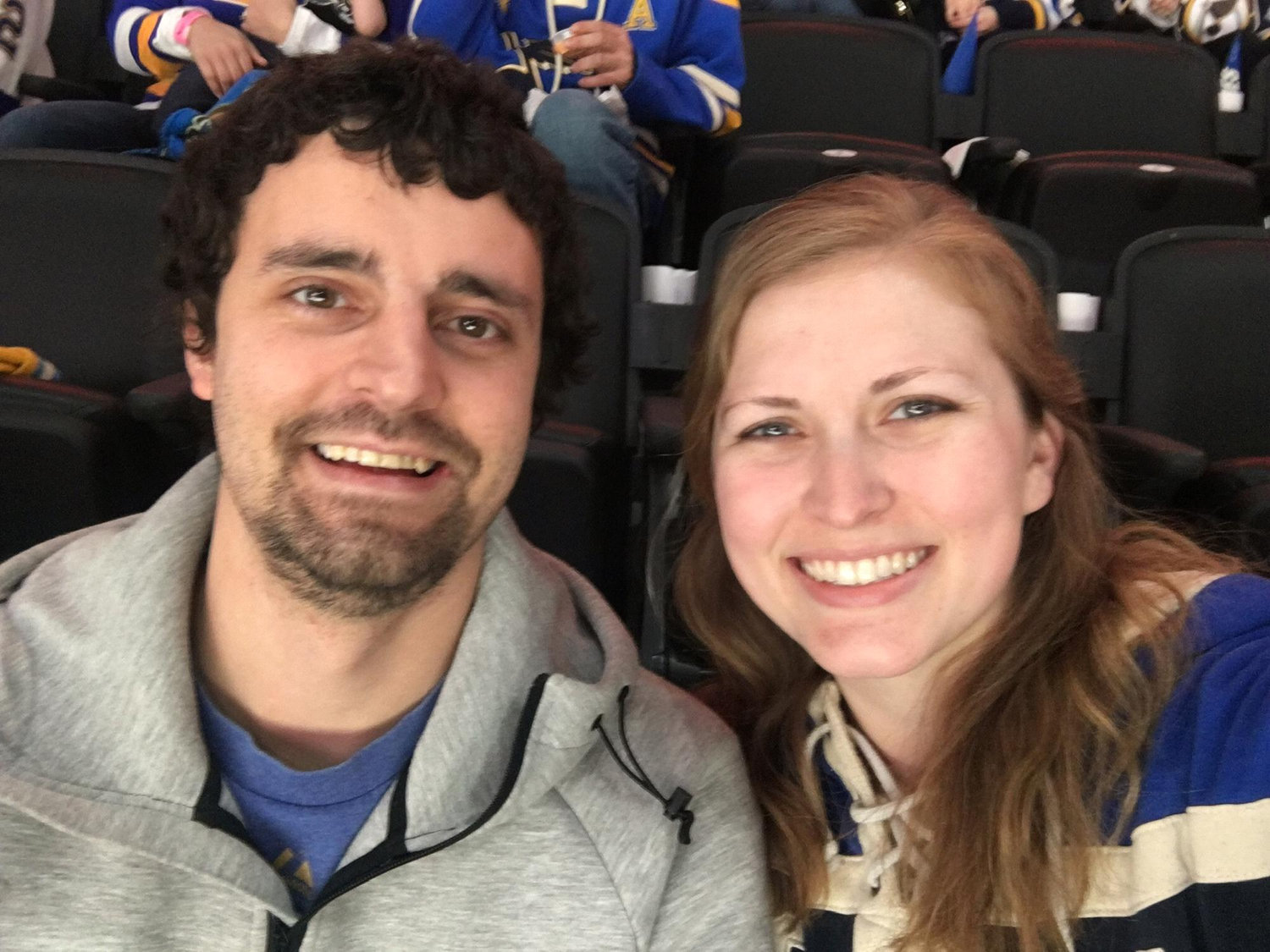 Blues game where Christine was picked as a celebrity look-alike as Pam Beasley from The Office!
March 2019